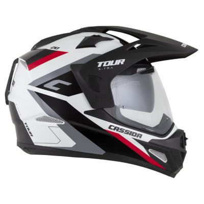 Enduro přilba Tour 2.0 X-tra, CASSIDA (bílá/červená/černá/černý matný kšilt, plexi s přípravou pro Pinlock) 2025