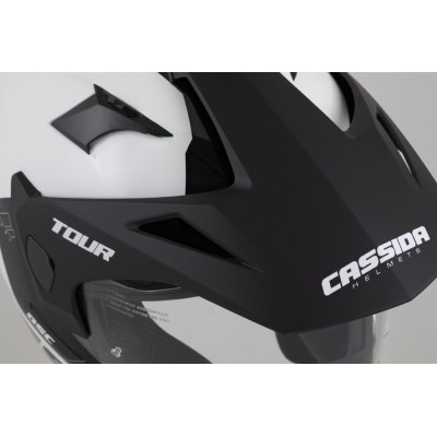 Enduro přilba Tour 2.0 Dual, CASSIDA (bílá/černá/černý matný kšilt, plexi s přípravou pro Pinlock) 2025