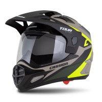 Enduro přilba Tour 2.0 X-tra, CASSIDA (písková matná/žlutá fluo/zelená/černá, plexi s přípravou pro Pinlock) 2025