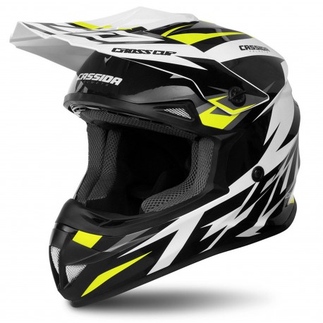 Motokrosová přilba Cross Cup Two, CASSIDA (bílá/žlutá fluo/černá/šedá)