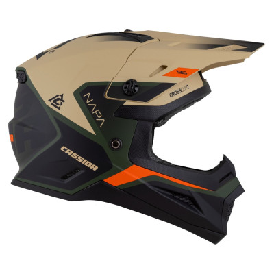 Motokrosová přilba Cross Cup 2 Napa Junior, CASSIDA, dětská (písková/zelená/oranžová/černá matná) 2025