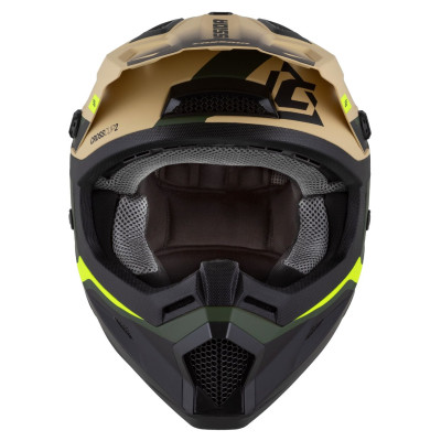 Motokrosová přilba Cross Cup 2 Napa Junior, CASSIDA, dětská (písková/zelená/žlutá fluo/černá matná) 2025