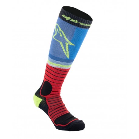 ponožky MX PRO, ALPINESTARS (černá/červená fluo/žlutá fluo/modrá) 2025