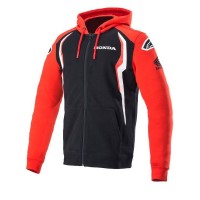 mikina na zip s kapucí HONDA, ALPINESTARS (červená/černá)