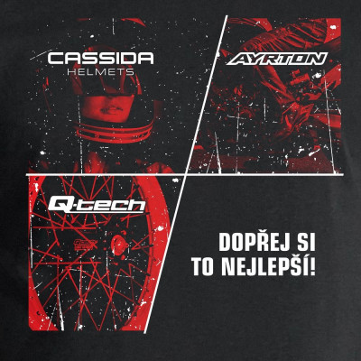 MOTO triko černé, Cassida + Q-tech + Ayrton