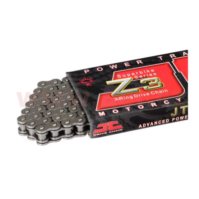 řetěz 525Z3, JT CHAINS (x-kroužek, barva černá, 128 čl. včetně nýtovací spojky)