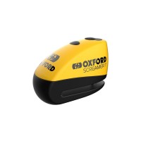 zámek kotoučové brzdy SCREAMER 7, OXFORD (integrovaný alarm, žlutý/černý, průměr čepu 7 mm)