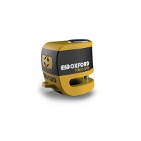 zámek kotoučové brzdy Micro XA5, OXFORD (integrovaný alarm, žlutý/černý, průměr čepu 5,5 mm)