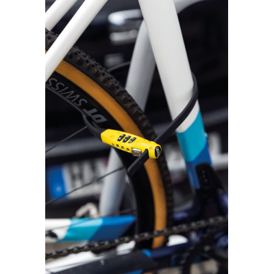 Speciální uzamykatelné stahovací lanko s ocelovým jádrem Combiflex (délka kabelu 45cm,žlutá), ABUS