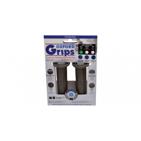 gripy Touring, OXFORD (tmavě šedá pryž, tvrdost pryže medium, na řidítka o průměru 22 mm, pár)