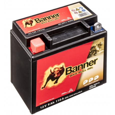 Motobaterie gelová 12V, YB9-B, 9Ah, 110A, BANNER Bike Bull GEL 135x75x138