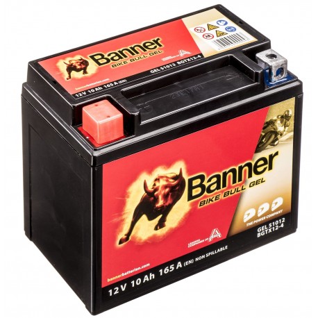 Motobaterie gelová 12V, YTX12-BS, 10Ah, 165A, BANNER Bike Bull GEL 150x87x130