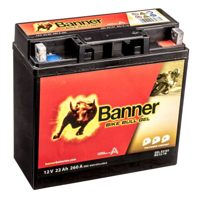 Motobaterie gelová 12V, 51913, 18Ah, 250A, BANNER Bike Bull GEL 181x76x173