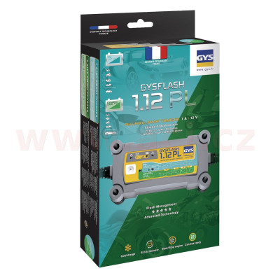 nabíječka GYSFLASH 1.12 PL, olověné a lithiové akumulátory 12 V, 2-32 Ah, Lithiové 0.5-20 Ah, 1 A