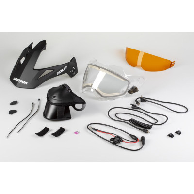 sada pro elektrický výhřev plexi přileb Tour, CASSIDA (čiré plexi, oranžová antifog clona)