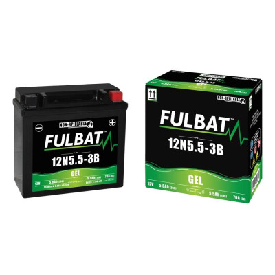 Motobaterie 12V, 12N5.5-3B GEL, 12V, 5.5Ah, 70A, bezúdržbová GEL technologie 135x60x130 FULBAT (aktivovaná ve výrobě)