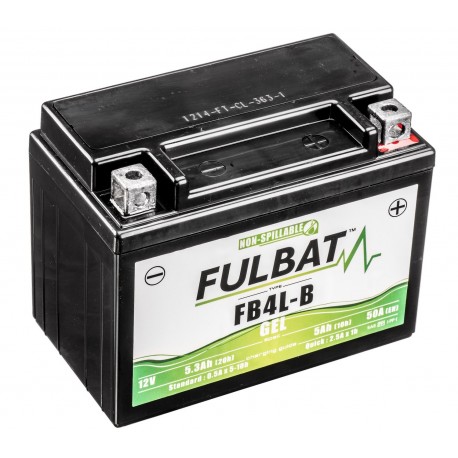 Motobaterie 12V, FB4L-B GEL, 12V, 5Ah, 50A, bezúdržbová GEL technologie 120x70x92 FULBAT (aktivovaná ve výrobě)