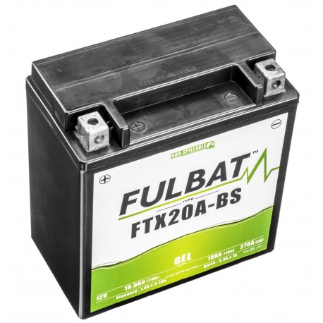 Motobaterie 12V, FTX20A-BS GEL, 12V, 18Ah, 270A, bezúdržbová GEL technologie 150x87x161 FULBAT (aktivovaná ve výrobě)