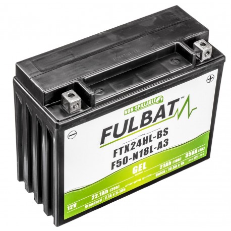 Motobaterie 12V, FTX24HL-BS / F50-N18L-A3 GEL, 21Ah, 350A, bezúdržbová GEL technologie 205x87x162 FULBAT (aktivovaná ve výrobě)