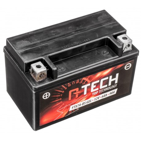 Motobaterie 12V, YTX7A-BS GEL, 6Ah, 90A, bezúdržbová GEL technologie 150x87x94, A-TECH (aktivovaná ve výrobě)