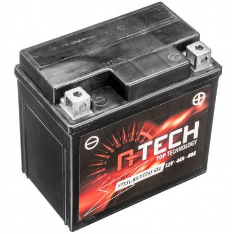 Motobaterie 12V, YTX5L-BS/YTZ6S GEL, 4Ah, 80A, bezúdržbová GEL technologie 113x70x105, A-TECH (aktivovaná ve výrobě)