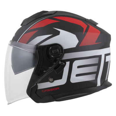 přilba Jet Tech 2.0 RoTo, CASSIDA (černá matná/červená/bílá) 2025