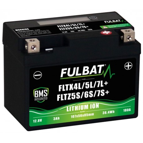 lithiová baterie LiFePO4 YTX4L-BS, YTX5L-BS, YTZ5S-BS FULBAT 12V, 3Ah, 180A, hmotnost 0,60 kg, 107x56x85