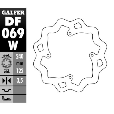 Zadní brzdový kotouč HONDA CR 125R/250R '95-'07, CR 500 '95-'00, CRF 250R/450R '02- WAVE (240X122X4MM), GALFER