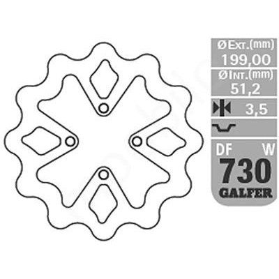 Zadní brzdový kotouč YAMAHA YFZ 450 '03-05 (199X51,2X3,5MM), GALFER