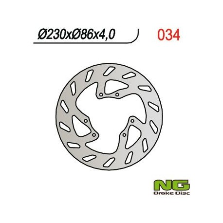 NG přední brzdový kotouč YAMAHA YZ 125 '86-'87, YZ 490 '85-'87, DT 200 '87, (230X86X4MM) (6X6,5MM)