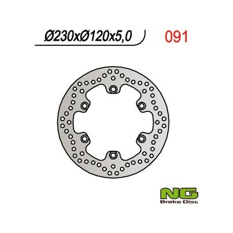 NG zadní brzdový kotouč KAWASAKI KLR 650 '90-'07, KLE 500 '91-'07 (230X120X5) (6X10,5MM)