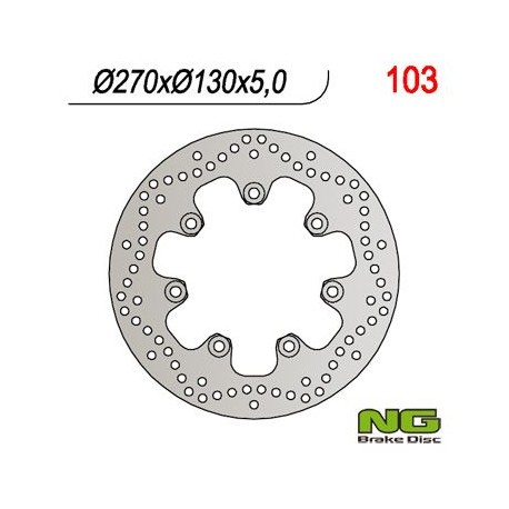 Přední brzdový kotouč KAWASAKI EN 500 '90-'93 (270X130X5) (7X10,5MM), NG