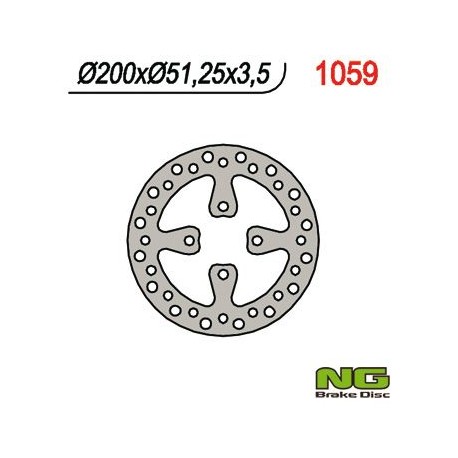 NG zadní brzdový kotouč YAMAHA YFZ 450 '06-'19, RAPTOR YFM 700 '06-'14 (200X51X3,5) (4X10,5MM)