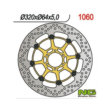 Přední brzdový kotouč APRILIA CAPONORD 1200 '13-17, YAMAHA FZR 1000 '87-95, XJR1200/1300 '95-99 (320X64X5MM) (6X8,5MM) plovoucí,