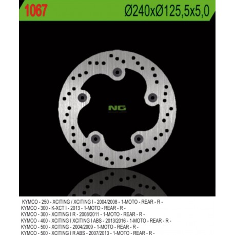NG zadní brzdový kotouč KYMCO XCITING 250/300/500 (240X125,5X5) (5X10,5MM)