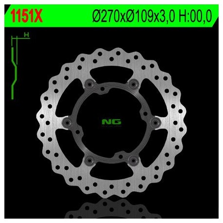 Přední brzdový kotouč KAWASAKI KXF 250/450, plovoucí 270MM (270X109X3,0) 4 OTWORY O ŚR. 9,5MM WAVE, NG