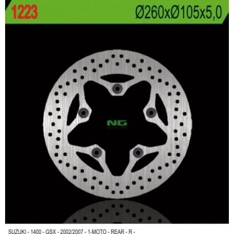 NG zadní brzdový kotouč SUZUKI GSX 1400 '02-'07 (260X105X5) (5x10,25mm)
