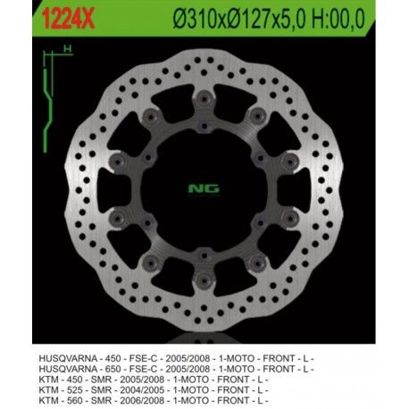 NG přední brzdový kotouč HUSABERG FS 570 '10-'11, FS 450 '05-'08, KTM SMR 450 '04-'14, SMR 525 / 560 '05-'08 (310X127X5MM)