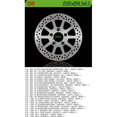 NG zadní brzdový kotouč HARLEY DAVIDSON 883/1200 (260X56,3X6) (5X10,5MM)