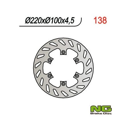 NG zadní brzdový kotouč KAWASAKI KX 125 '89-'02, KX 250 '92-'95, KDX 200/220, KLX300/650R (220X100X4,5) (6X6,5MM)