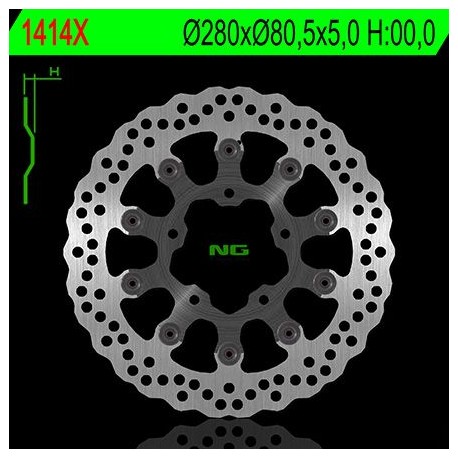 NG přední brzdový kotouč KAWASAKI ZX6R / 6RR / 636 '03-'04 (280X80,5X5,0) (5X10,5MM)