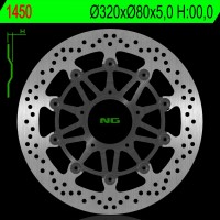NG přední brzdový kotouč MV AGUSTA 675/800/1000 11-18 (320X80X5,0MM) (5X8,5MM)