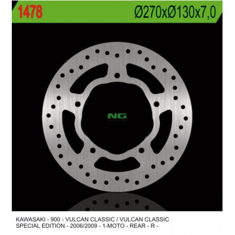 NG zadní brzdový kotouč KAWASAKI VN 900 CLASSIC '07-'15, VN 900TOURER '14-'17 (270x130x7,0mm)
