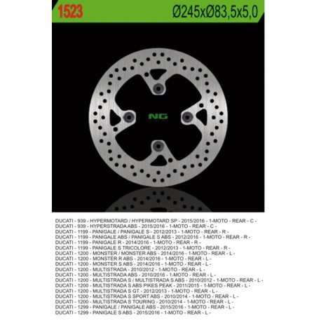NG zadní brzdový kotouč DUCATI MULTISTRADA 1200 10-16, MONSTER 1200 14-16, HYPERMOTORAD