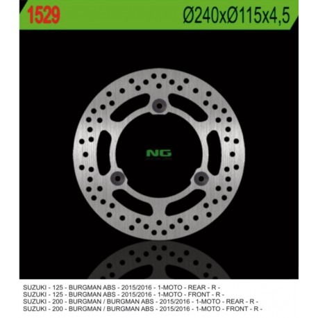 NG přední/zadní brzdový kotouč SUZUKI BURGMAN 125/200 15-16 (240X115X4,5) (3OTWORY 10,5MM)