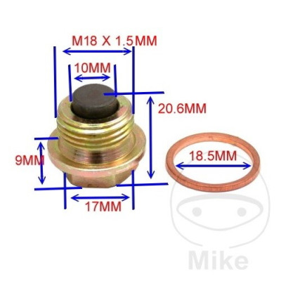 Magnetický vypouštěcí šroub M18x1.50 s těsněním