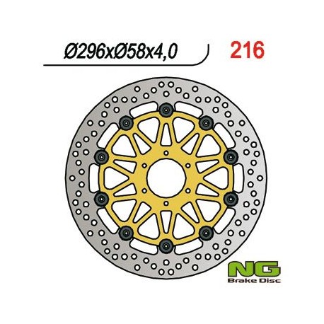 NG přední brzdový kotouč HONDA CBR 600/900, VTR 1000F (296x58x4) (6X6,5mm) plovoucí