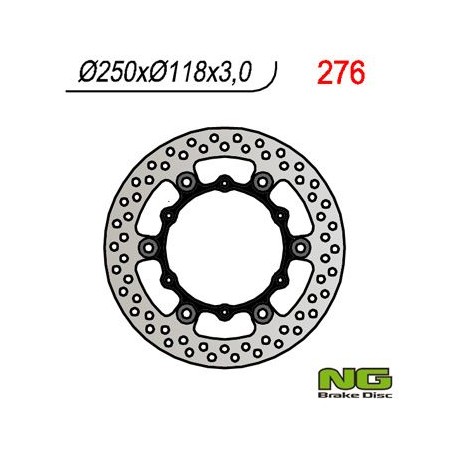 NG přední brzdový kotouč YAMAHA YZ/YZF/WRF 01-19, SUZUKI RM 125/250 '99-'10 (250x118x3)(6X6,50MM) plovoucí