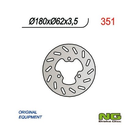 NG zadní brzdový kotouč DERBI SENDA 50 '02-'09, APRILIA RX 50 '12'-18, PEUGEOT XP6 (180x62x3,5) (3x10,25mm)