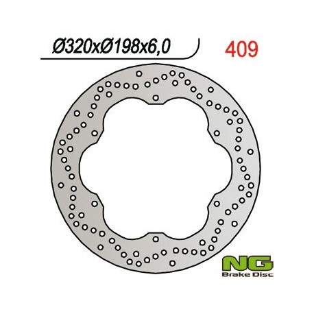 NG přední brzdový kotouč YAMAHA XJ 600 92-97, XVZ 1300 96-07, XJ 600 DIVERSION '92-'97 zadní (320X198MM) (320X198X6)